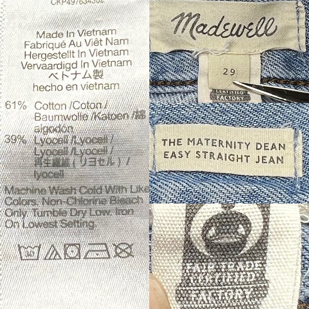 Madewell The Maternity Side-Panel Dean Easy Straight Jean Airy Denim size 29 - Picture 11 of 12